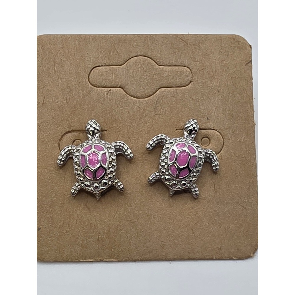 Pink Sea‎ Turtle Post Earrings